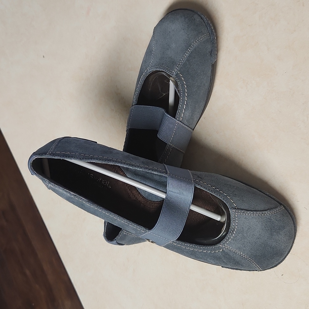 Blue Leather Suede Upper Flat Mary Jane Slip On Comfort What’s What Aerosoles - Picture 6 of 10